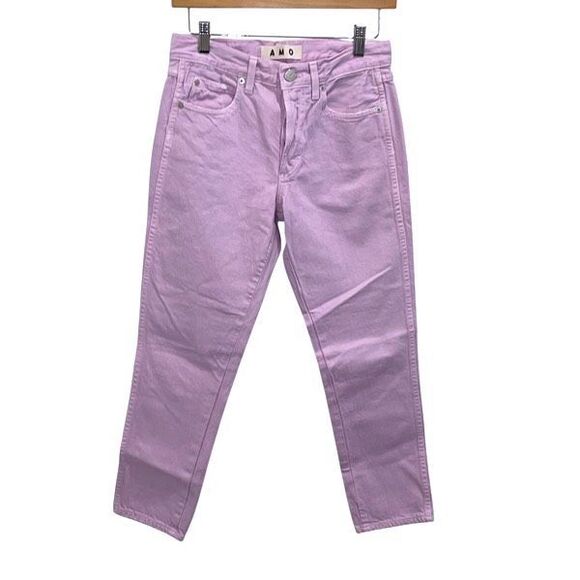 AMO Womens‎ Button Fly 100% Cotton Tomboy Crop Pants Purple Size 24 - Picture 1 of 10